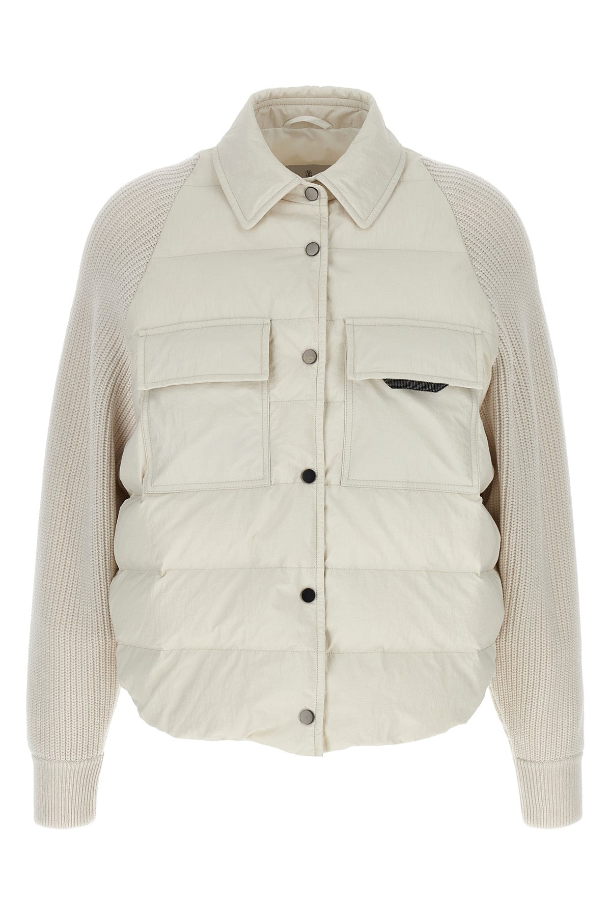 BRUNELLO CUCINELLI Two-material 'Shiny Flap Detail' down jacket