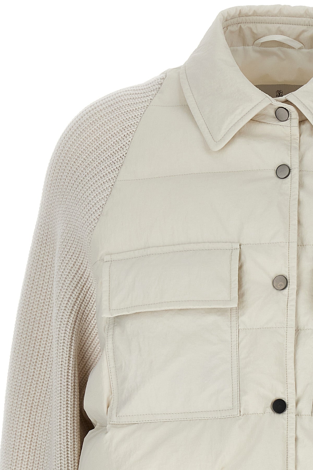 BRUNELLO CUCINELLI Two-material 'Shiny Flap Detail' down jacket