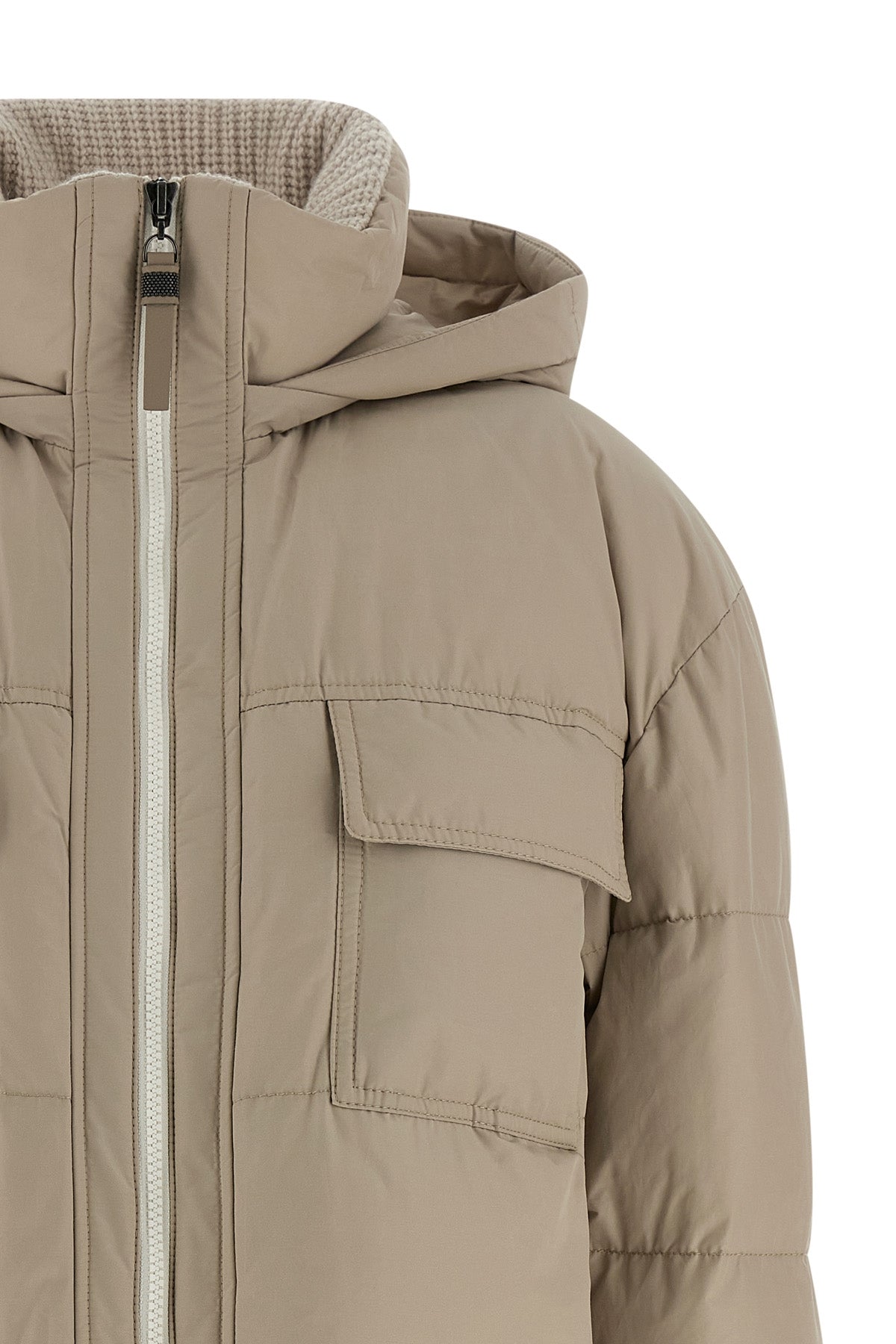 BRUNELLO CUCINELLI Knitted neck down jacket