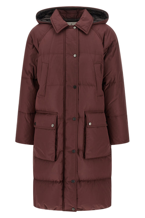 BRUNELLO CUCINELLI 'Shiny Zipper Pull' down jacket For Women 55% polyester, 45% cotton