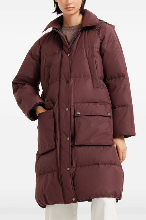 BRUNELLO CUCINELLI 'Shiny Zipper Pull' down jacket For Women 55% polyester, 45% cotton