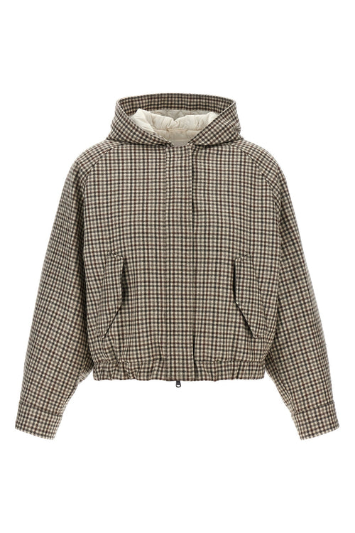 BRUNELLO CUCINELLI 'Shiny Zipper Pull' check jacket For Women 100% virgin wool