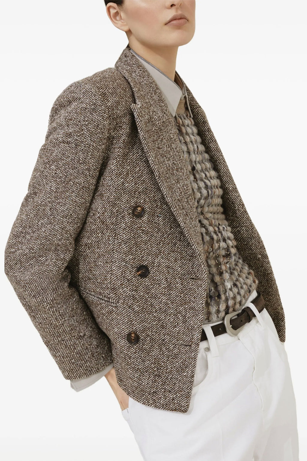 BRUNELLO CUCINELLI Double-breasted silk blend blazer