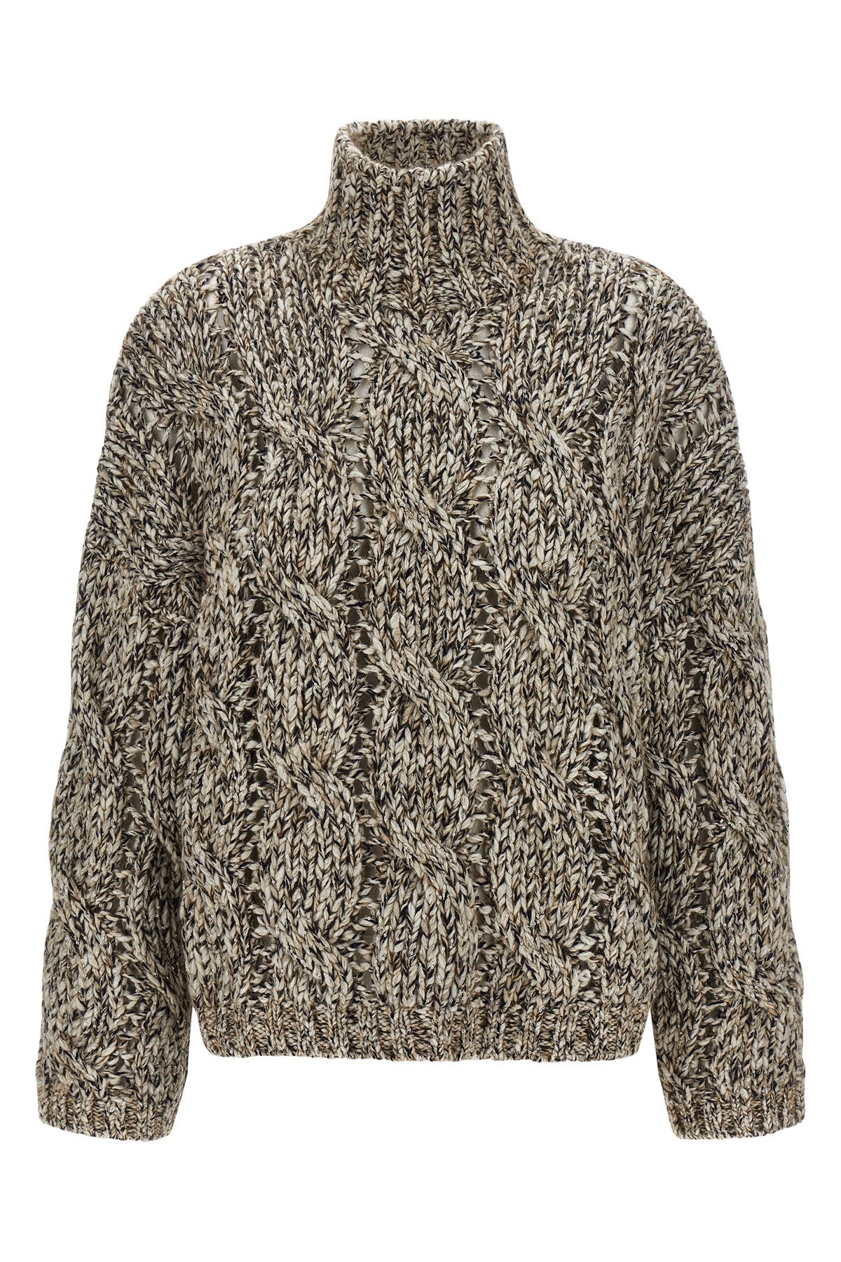 BRUNELLO CUCINELLI 'Dazzling Net' sweater For Women 39% lw 32% ws, 15% pa, 9% pl, 5% wm
