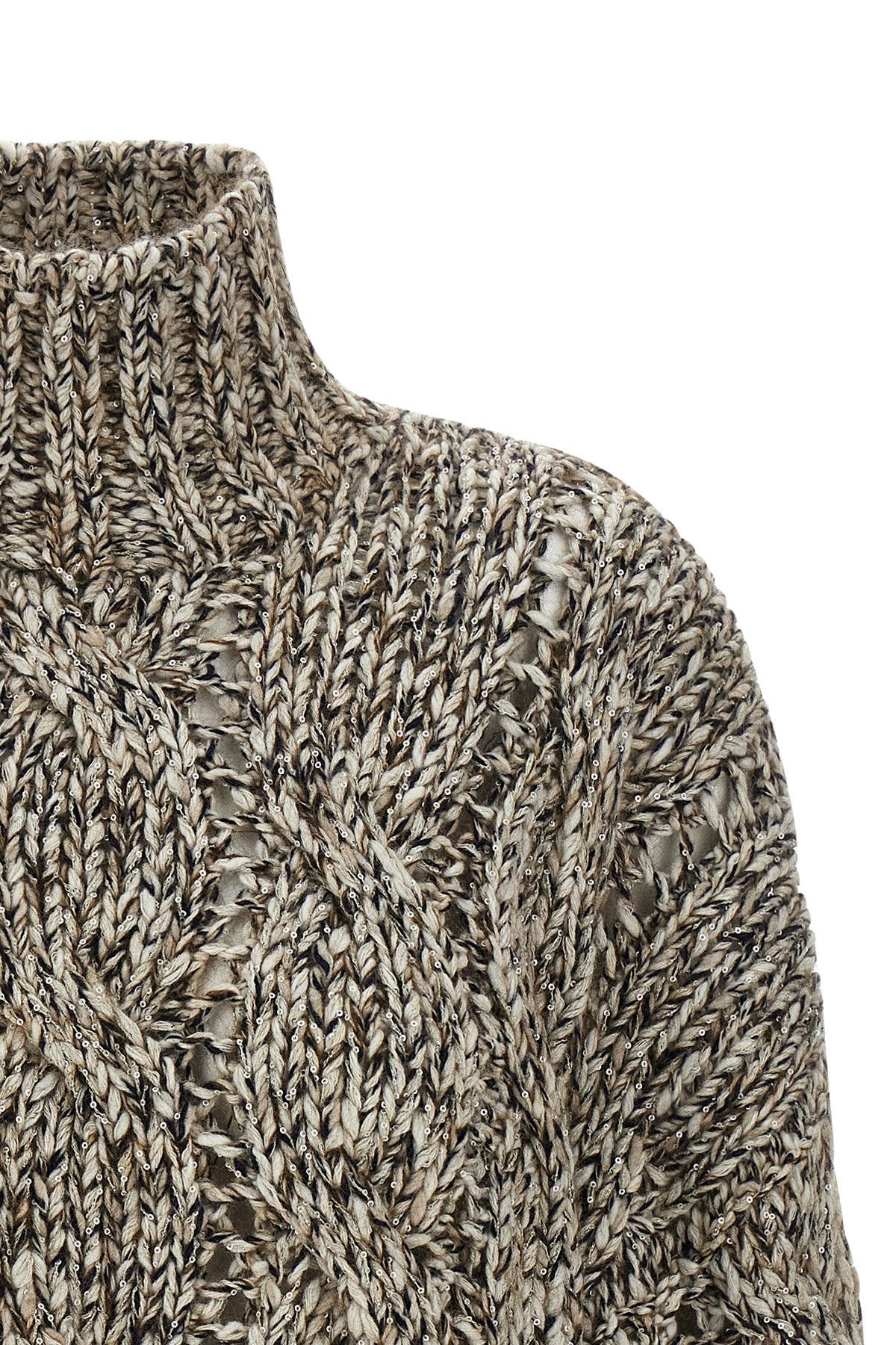 BRUNELLO CUCINELLI 'Dazzling Net' sweater For Women 39% lw 32% ws, 15% pa, 9% pl, 5% wm