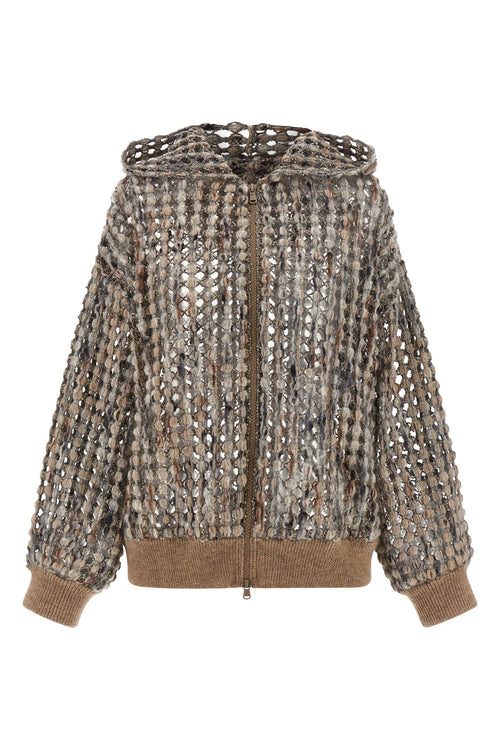 BRUNELLO CUCINELLI 'Balloon Net Embroidery' cardigan For Women 26% virgin wool 23% polyamide 13% cachemire 13% polyester 11% wool 10% mohair wool 4% cotton
