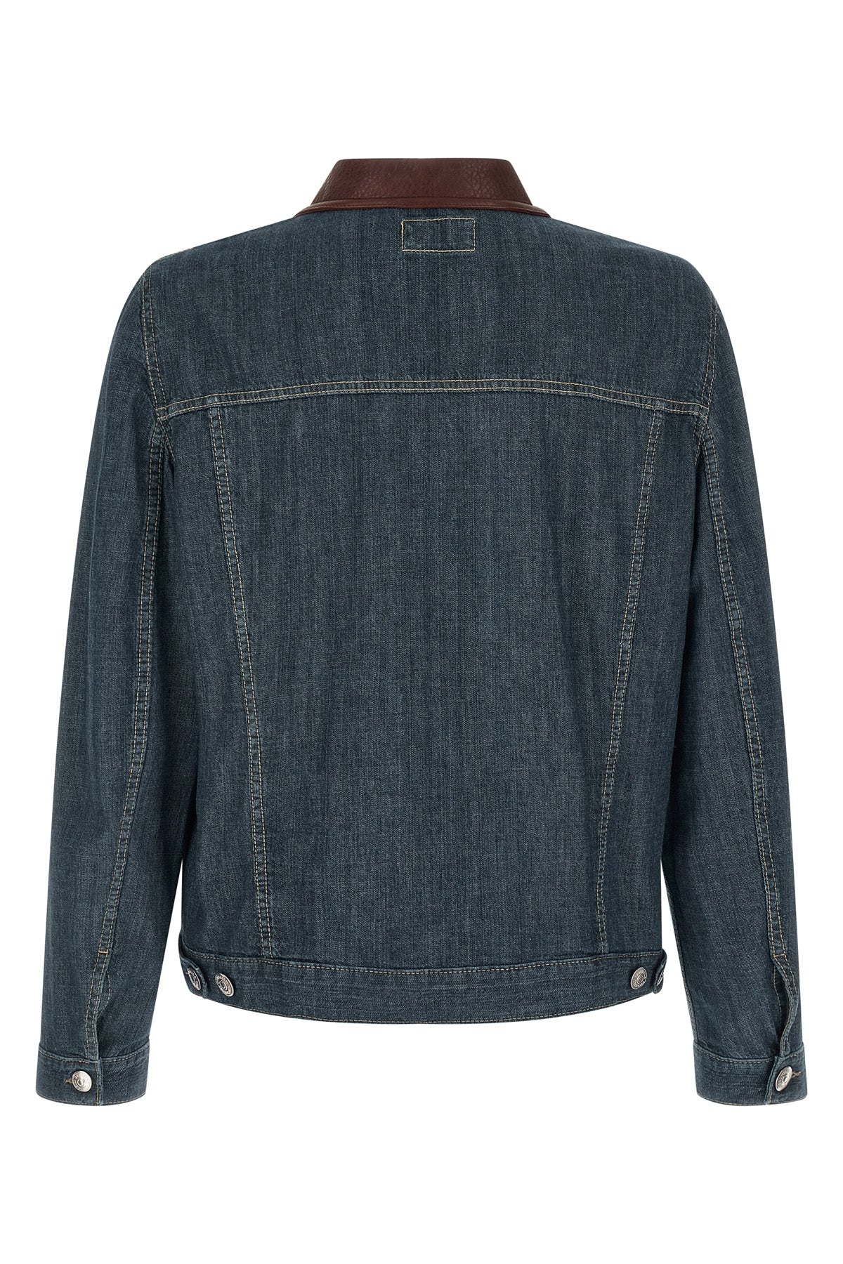BRUNELLO CUCINELLI Leather collar denim jacket