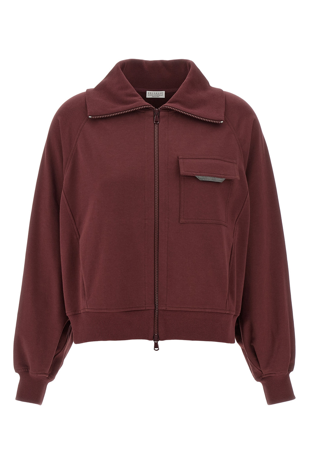 BRUNELLO CUCINELLI 'Shiny Flap Detail' sweatshirt For Women 98% cotton, 2% elastane