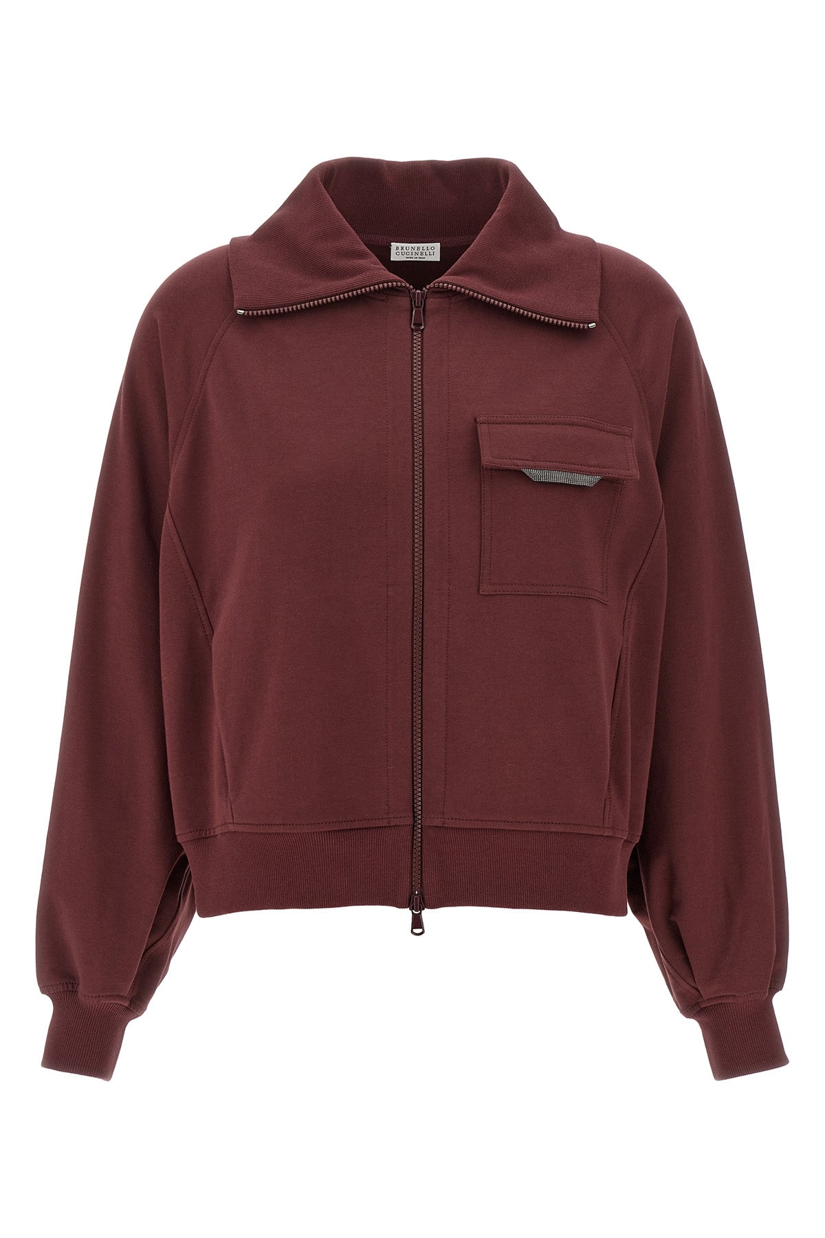 BRUNELLO CUCINELLI 'Shiny Flap Detail' sweatshirt For Women 98% cotton, 2% elastane