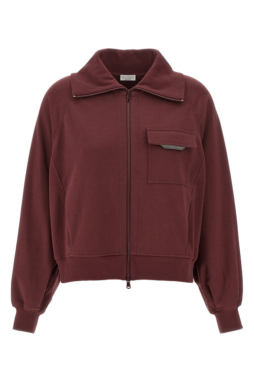 BRUNELLO CUCINELLI 'Shiny Flap Detail' sweatshirt For Women 98% cotton, 2% elastane