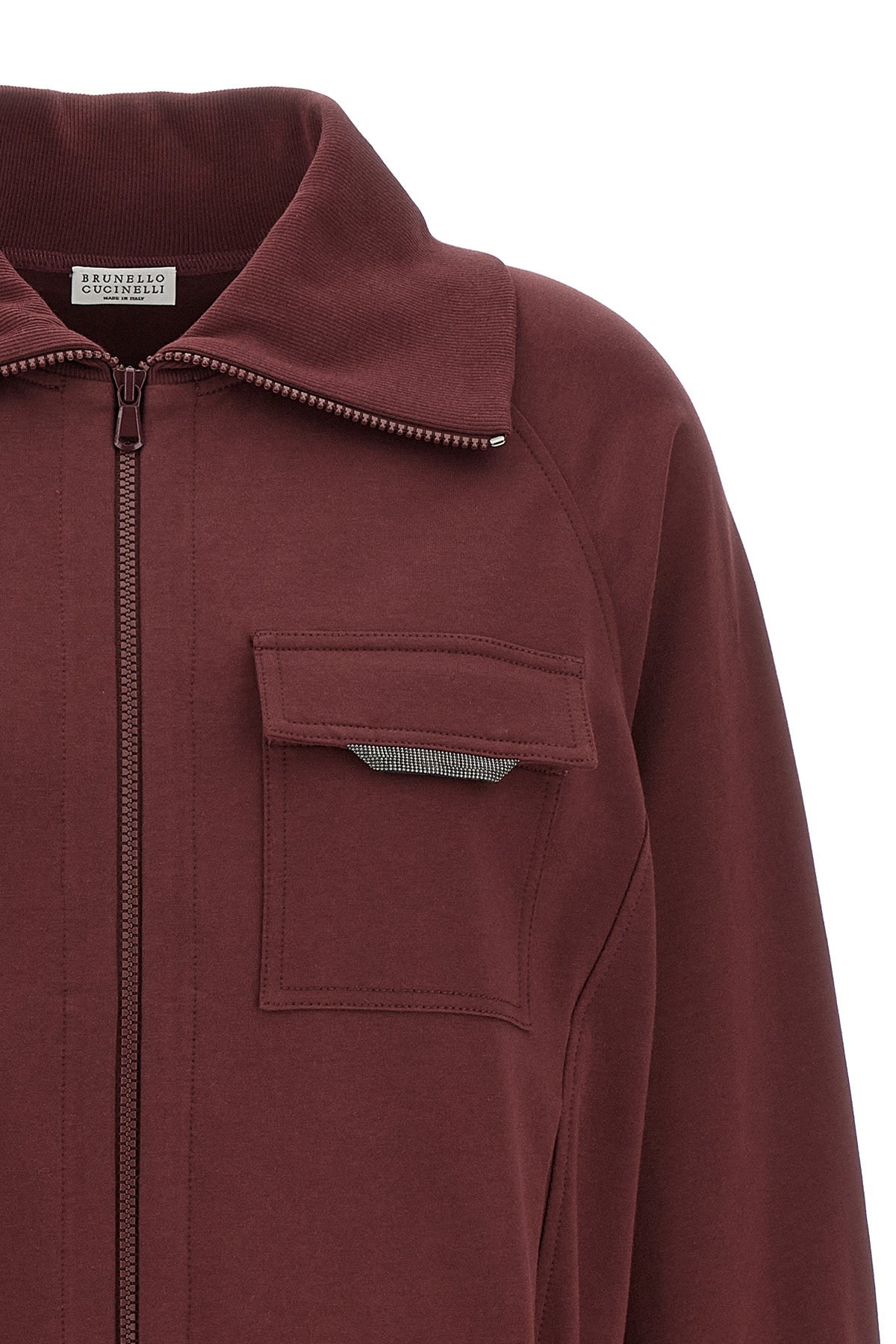 BRUNELLO CUCINELLI 'Shiny Flap Detail' sweatshirt For Women 98% cotton, 2% elastane