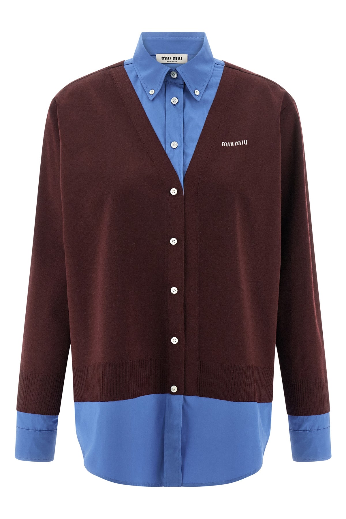 MIU MIU Poplin and cashmere shirt For Women 100% virgin wool