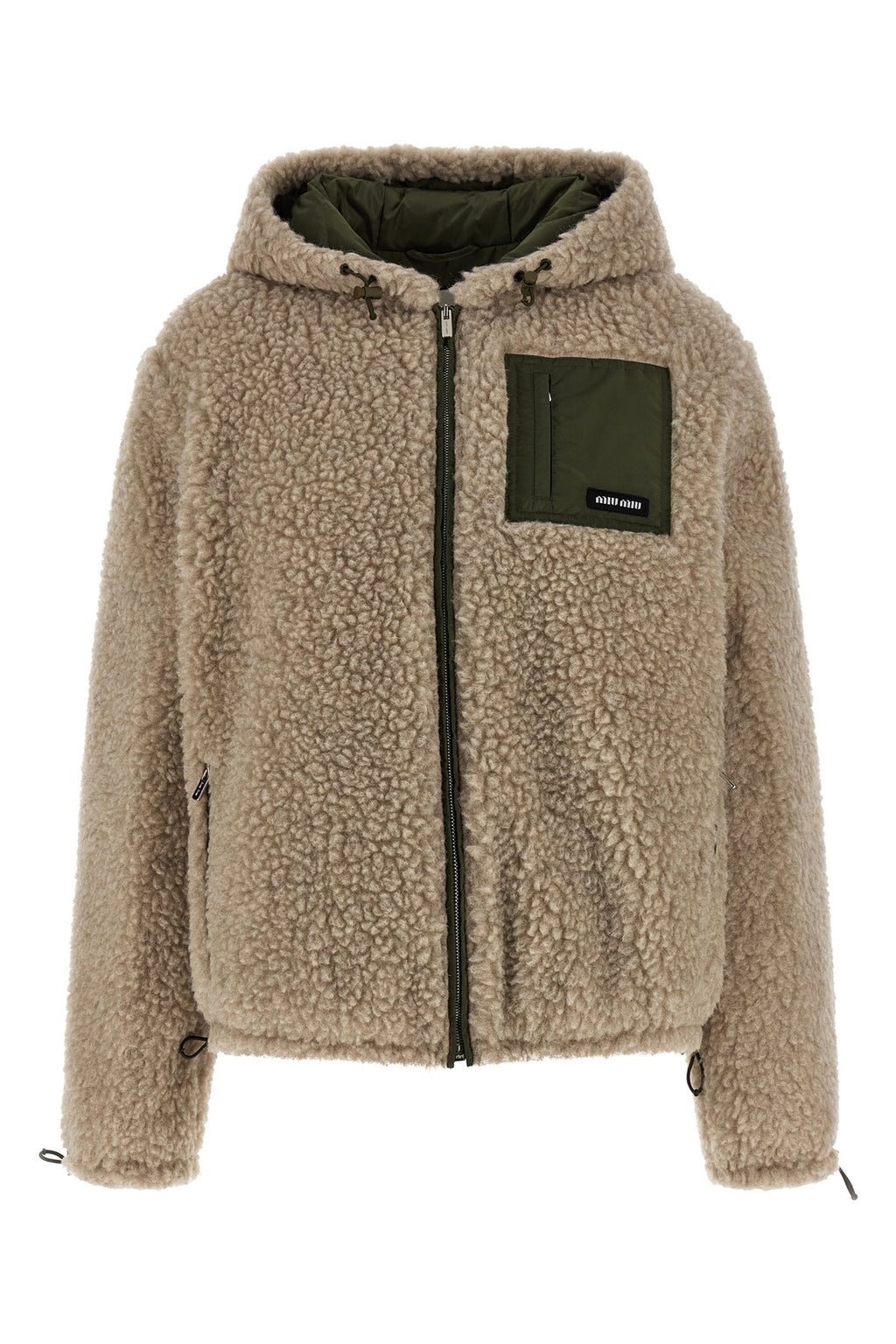 MIU MIU Hybrid construction down jacket For Women 62% virgin wool 38% recycled polyester