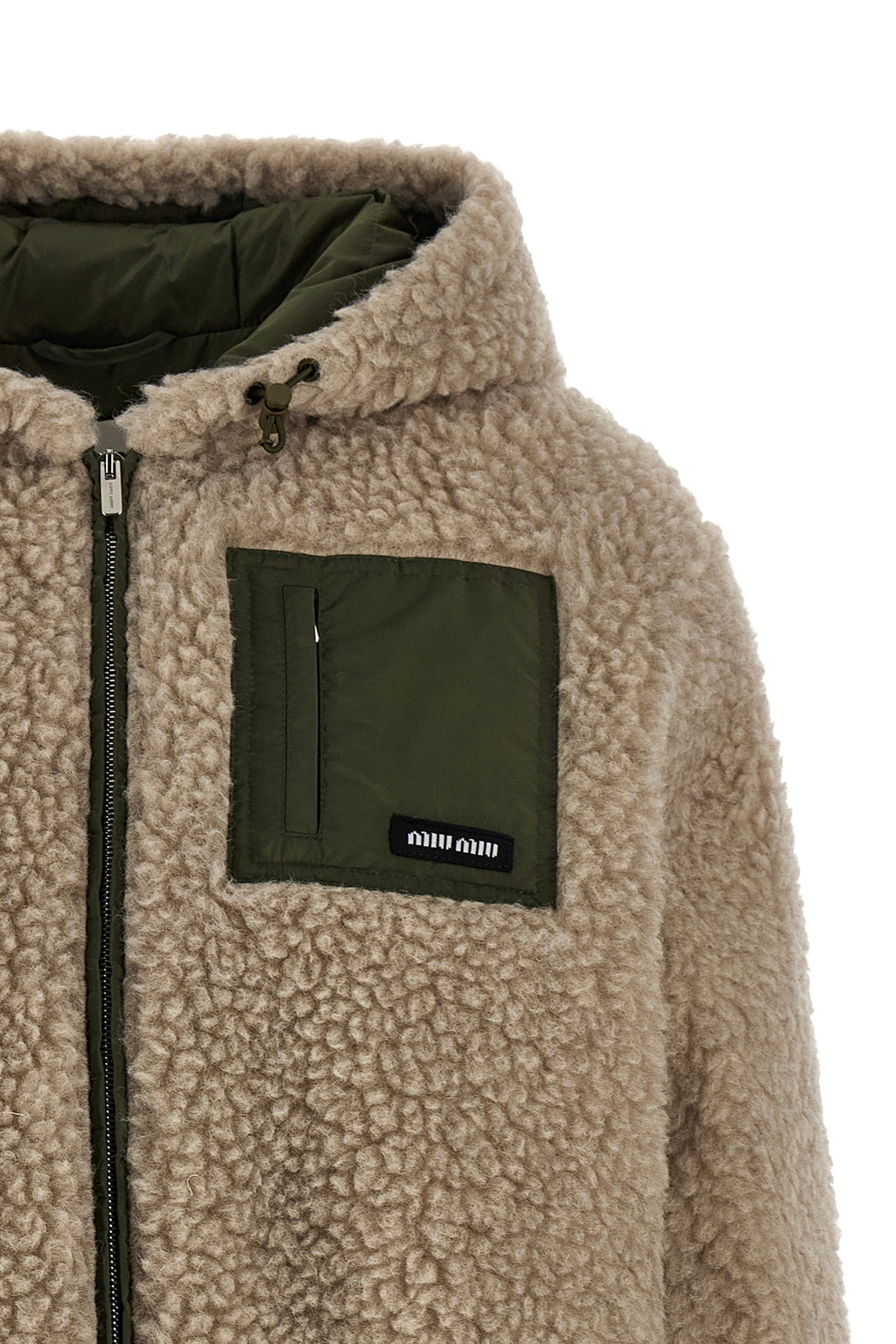 MIU MIU Hybrid construction down jacket For Women 62% virgin wool 38% recycled polyester