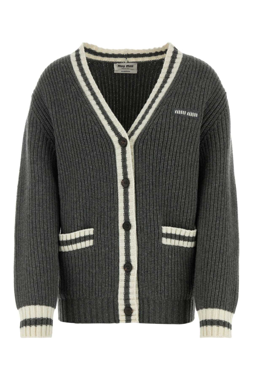 MIU MIU MAGLIERIA For Women Exterior: 50% Recycled cashmere 40% Recycled wool 10% Virgin wool