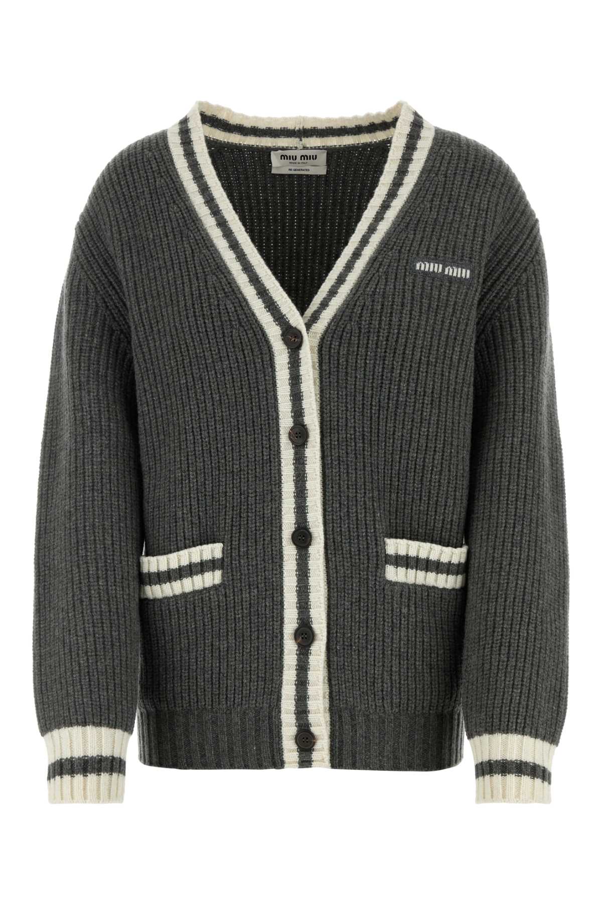 MIU MIU MAGLIERIA For Women Exterior: 50% Recycled cashmere 40% Recycled wool 10% Virgin wool