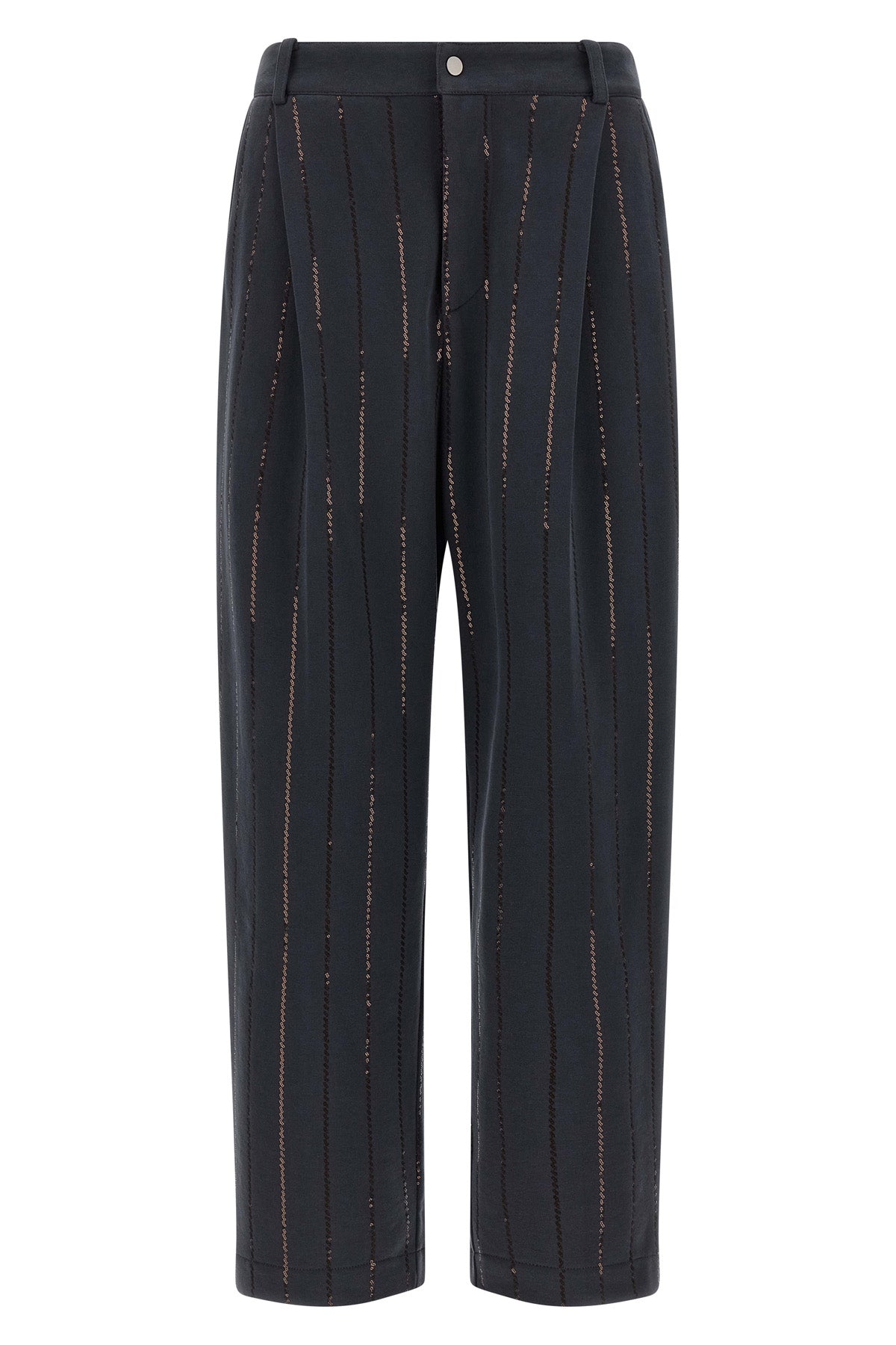 BRUNELLO CUCINELLI 'Dazzling Chalk Stripe Embroidery' joggers For Women 100% cotton
