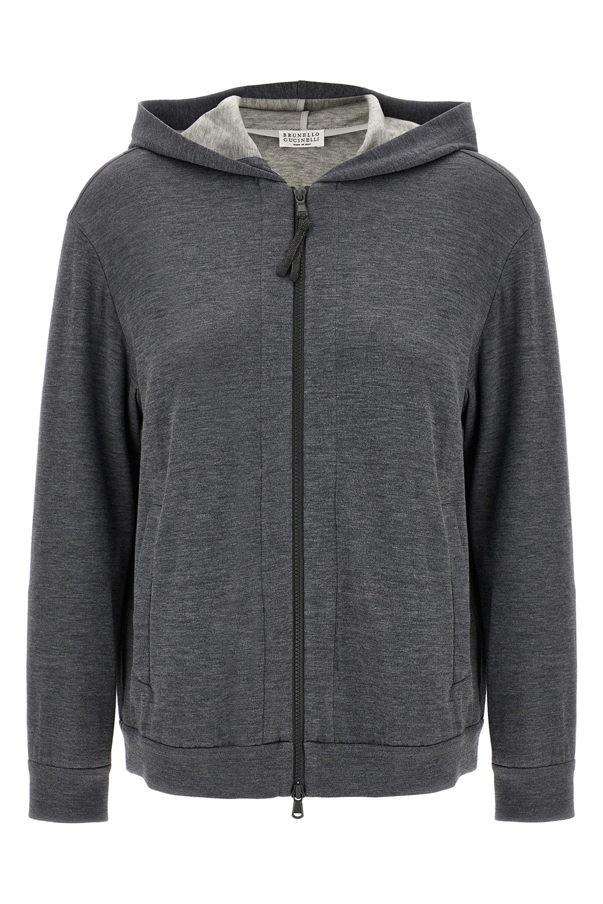 BRUNELLO CUCINELLI 'Precious Zipper Pull' Hoodie For Women 67% cotton 31% silk 2% polyamide