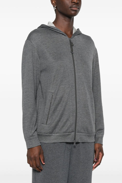 BRUNELLO CUCINELLI 'Precious Zipper Pull' Hoodie For Women 67% cotton 31% silk 2% polyamide