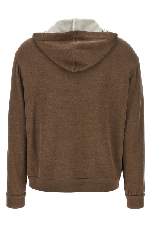 BRUNELLO CUCINELLI 'Precious Zipper Pull' hoodie For Women 67% cotton 31% silk 2% polyamide