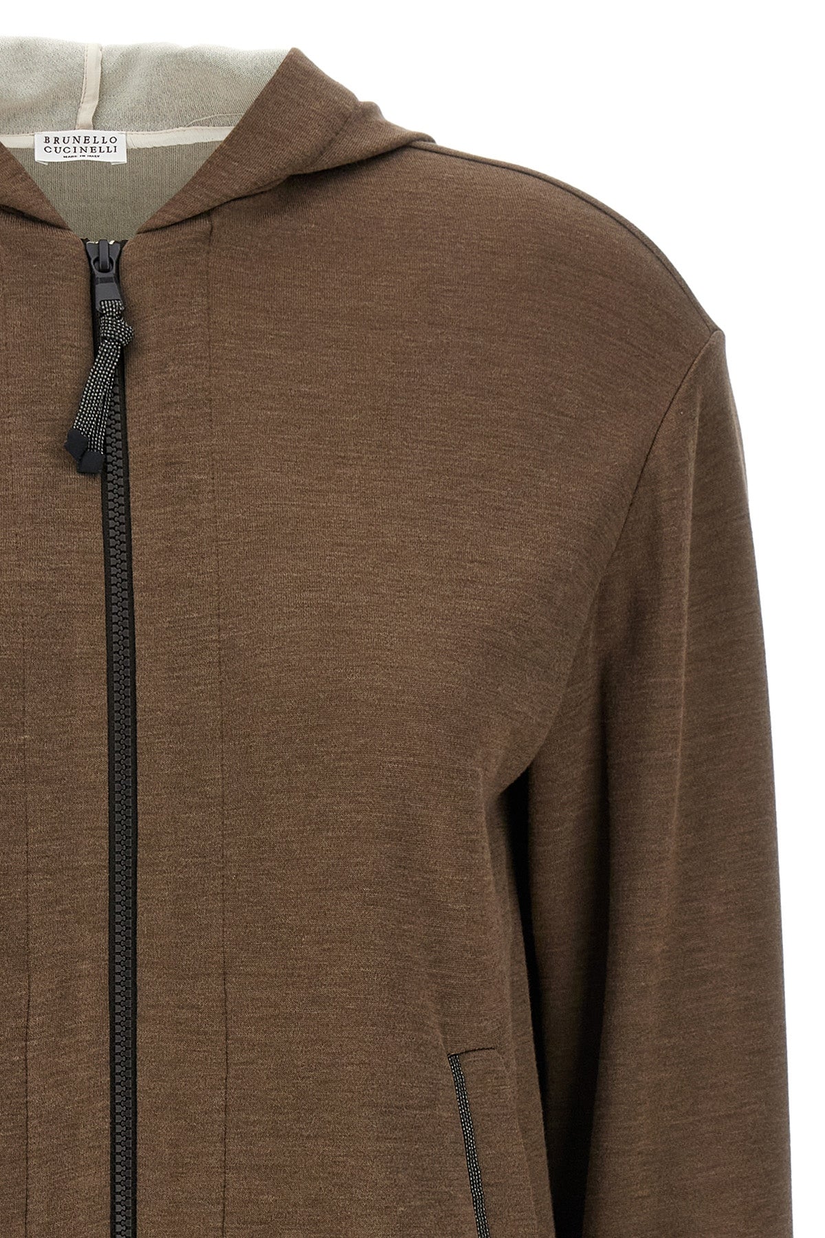 BRUNELLO CUCINELLI 'Precious Zipper Pull' hoodie For Women 67% cotton 31% silk 2% polyamide
