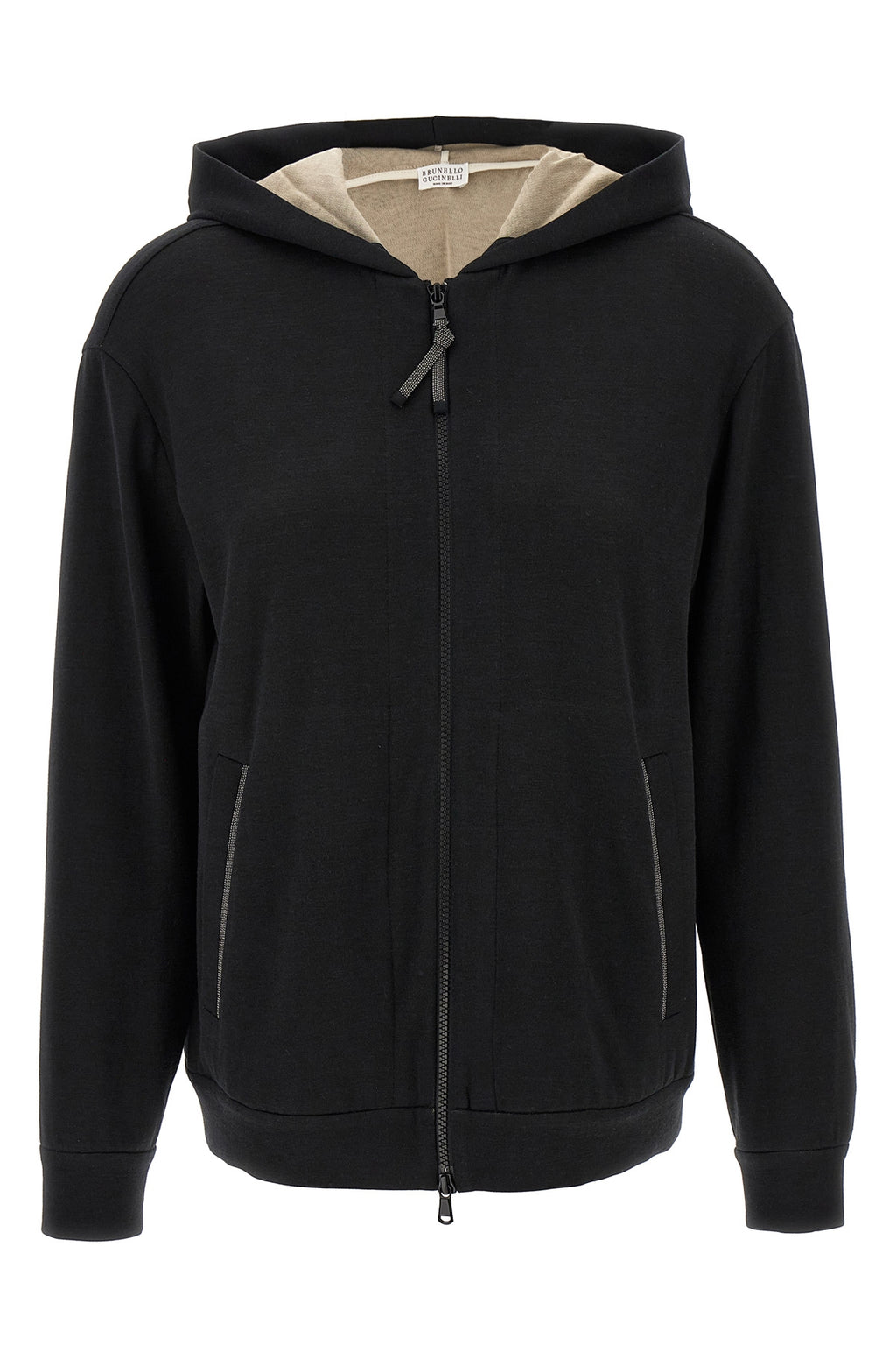 BRUNELLO CUCINELLI 'Precious Zipper Pull' Hoodie. For Women 67% cotton 31% silk 2% polyamide