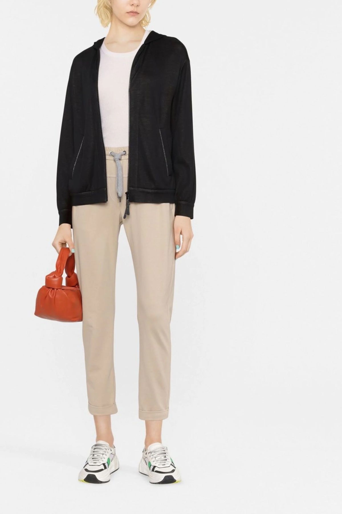 BRUNELLO CUCINELLI 'Precious Zipper Pull' Hoodie. For Women 67% cotton 31% silk 2% polyamide