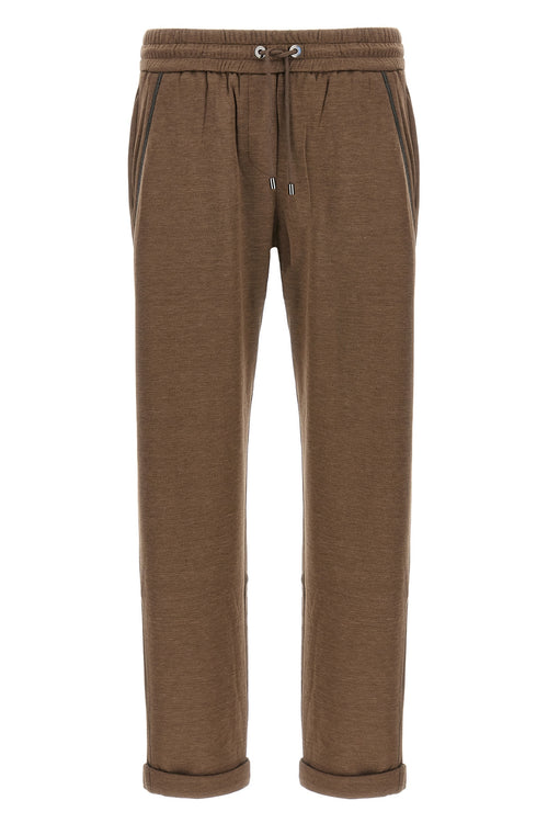 BRUNELLO CUCINELLI 'Shiny Pocket Detail' joggers For Women 67% cotton 31% silk 2% polyamide