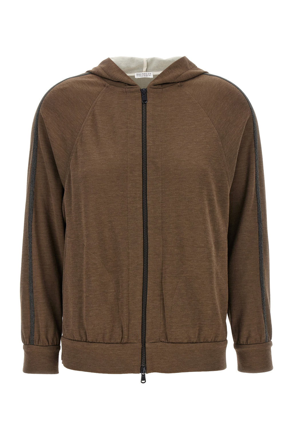 BRUNELLO CUCINELLI 'Shiny Trims' hoodie For Women 67% cotton 31% silk 2% polyamide
