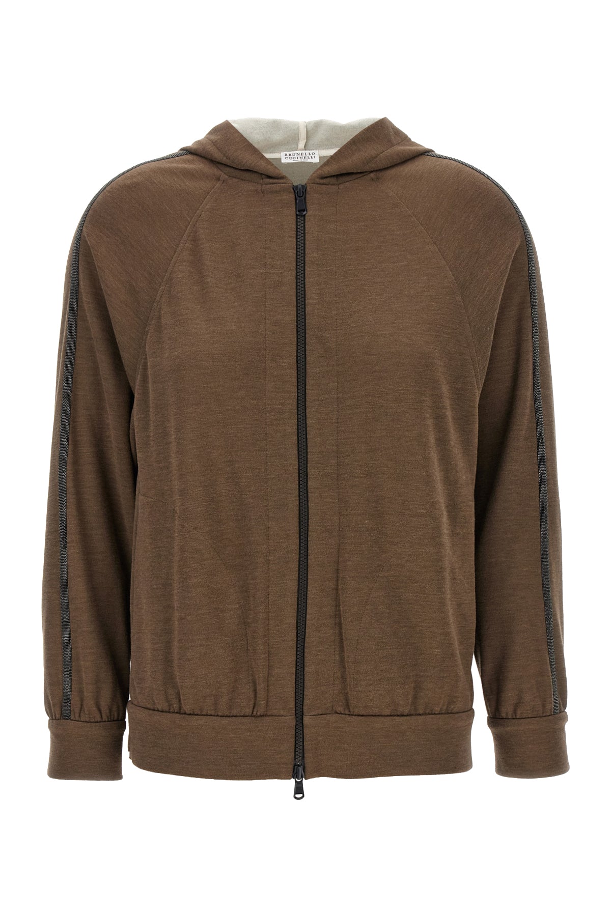 BRUNELLO CUCINELLI 'Shiny Trims' hoodie For Women 67% cotton 31% silk 2% polyamide