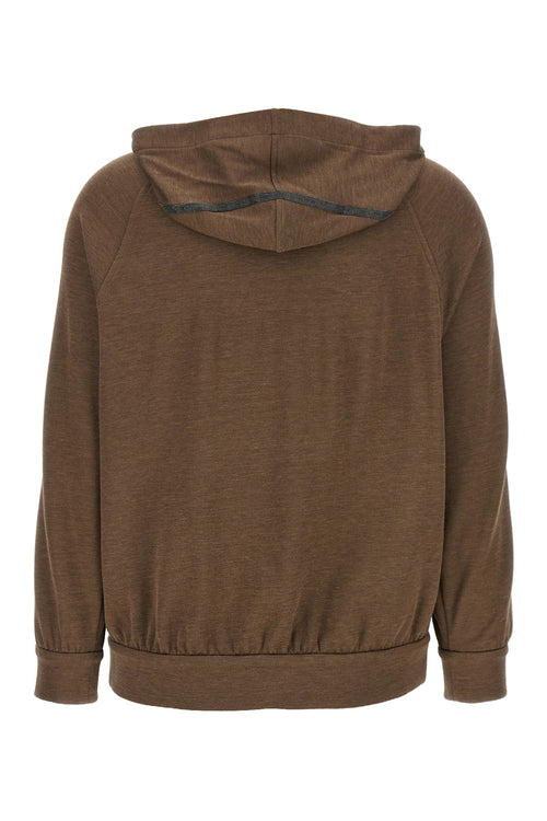 BRUNELLO CUCINELLI 'Shiny Trims' hoodie For Women 67% cotton 31% silk 2% polyamide