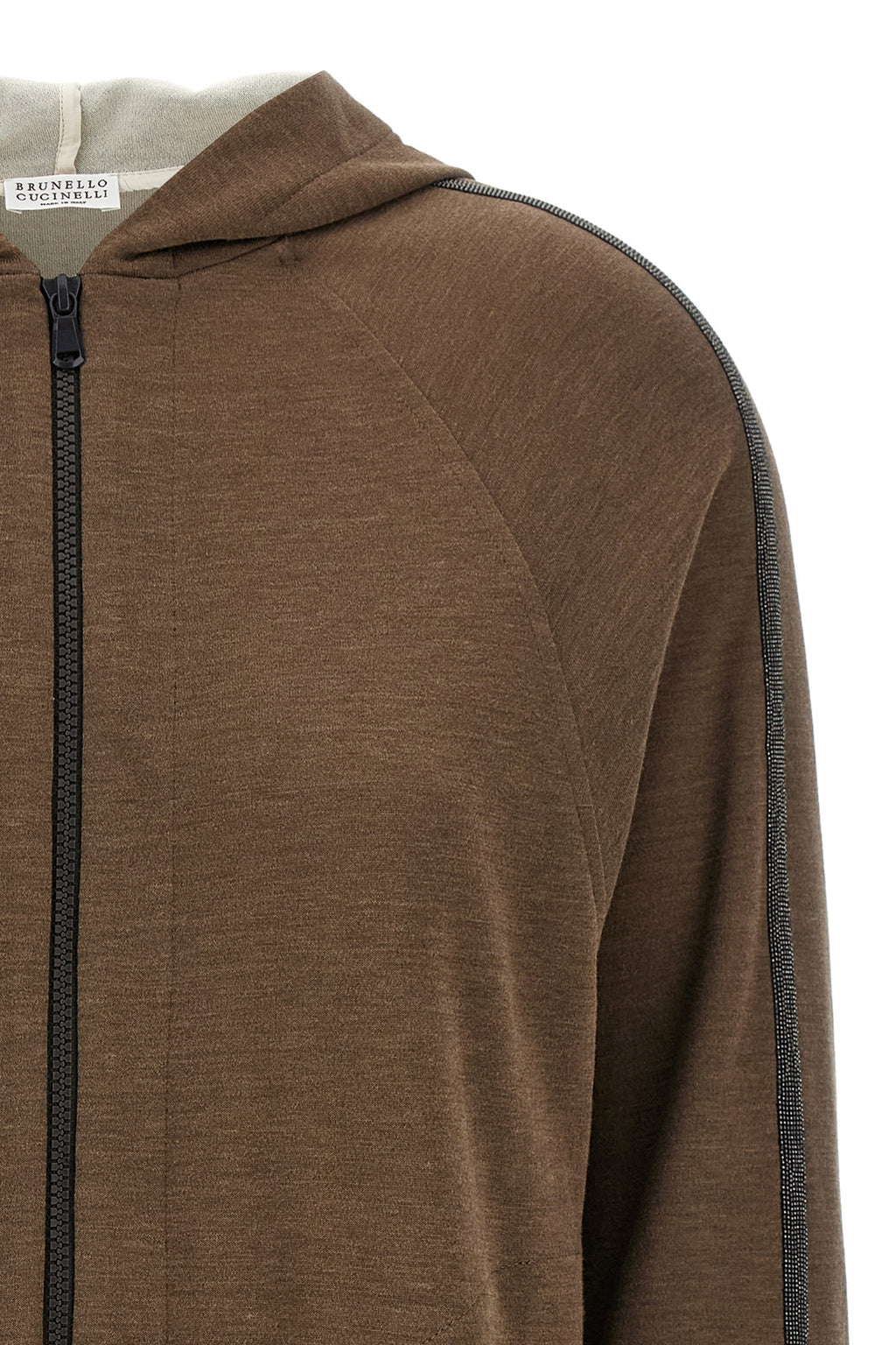 BRUNELLO CUCINELLI 'Shiny Trims' hoodie For Women 67% cotton 31% silk 2% polyamide