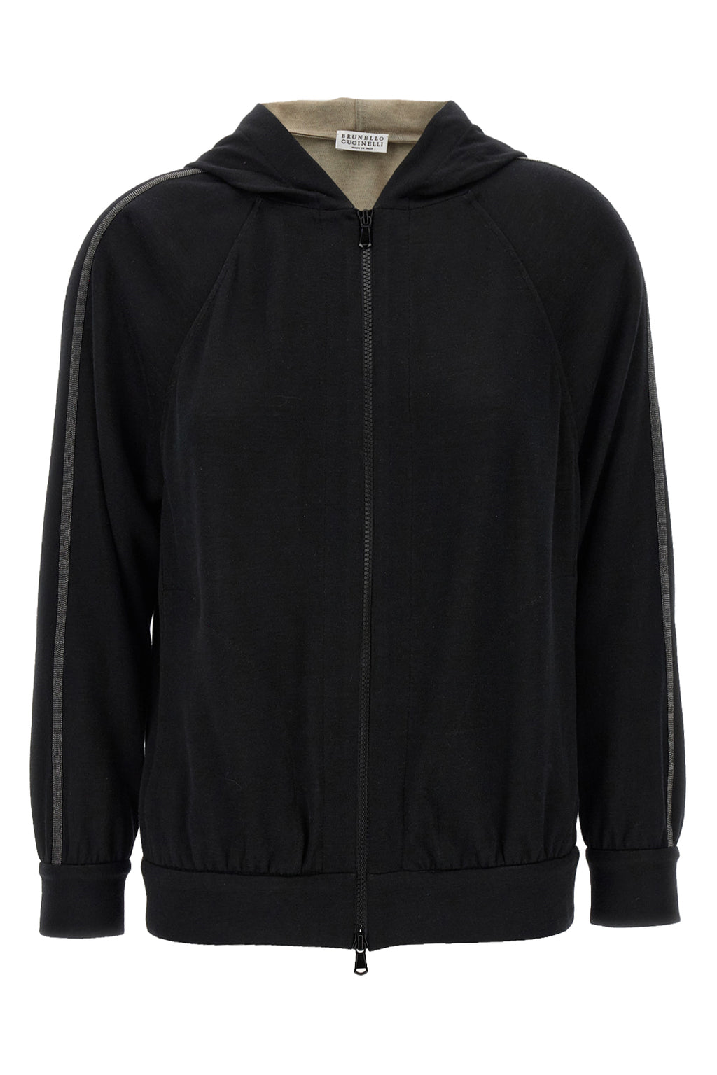 BRUNELLO CUCINELLI 'Shiny Trims' hoodie For Women 67% cotton 31% silk 2% polyamide