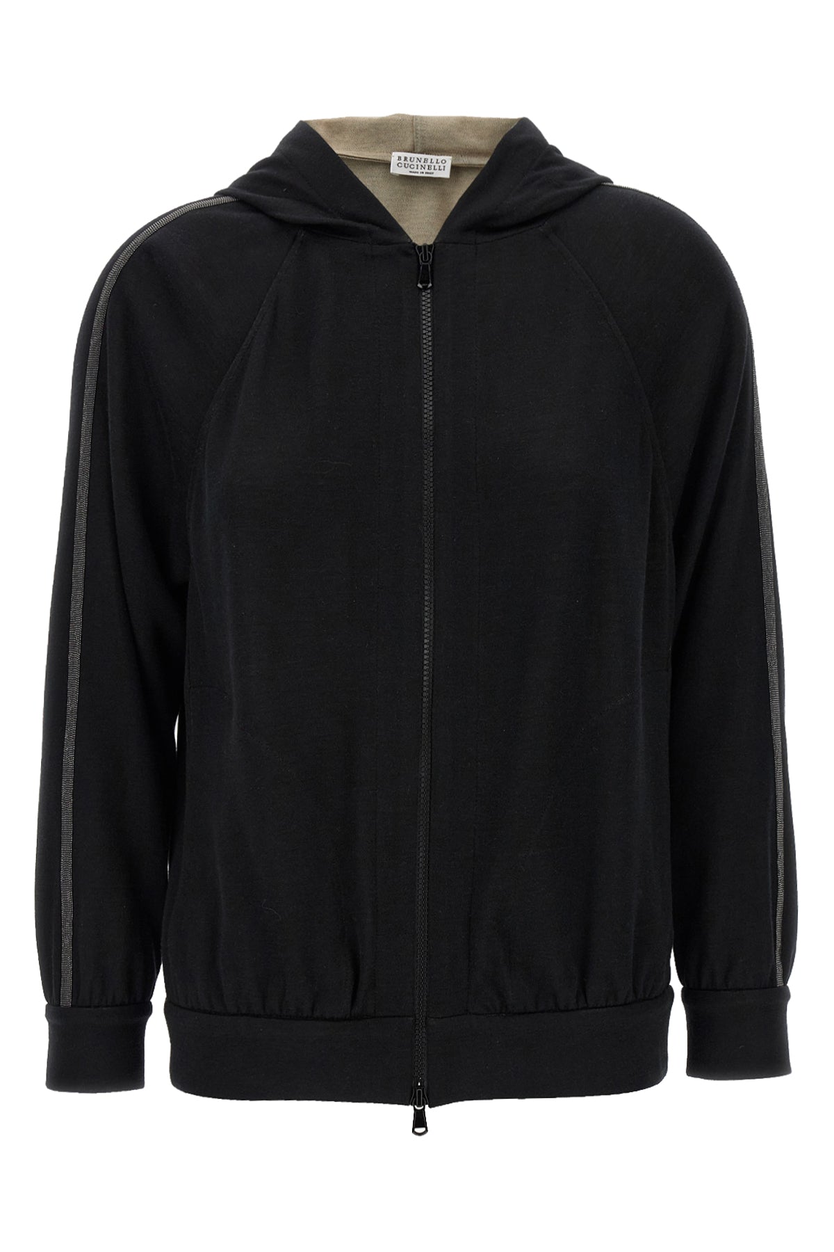BRUNELLO CUCINELLI 'Shiny Trims' hoodie For Women 67% cotton 31% silk 2% polyamide