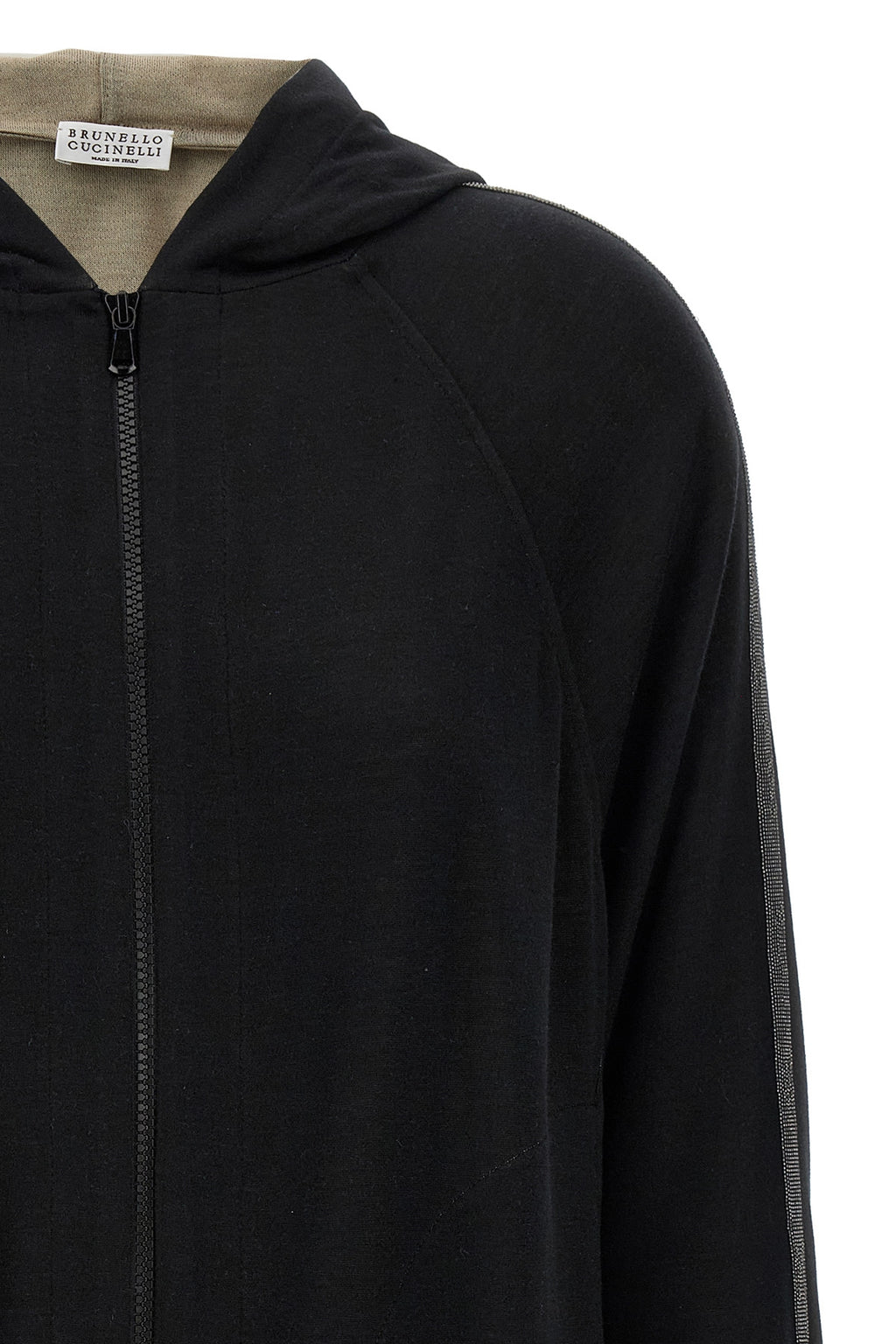 BRUNELLO CUCINELLI 'Shiny Trims' hoodie For Women 67% cotton 31% silk 2% polyamide