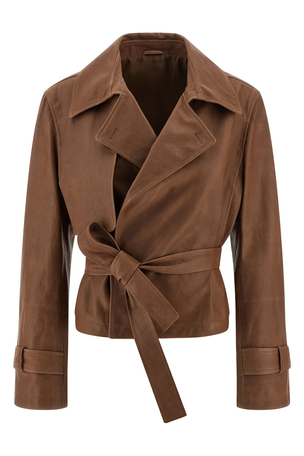 BRUNELLO CUCINELLI 'Crop' trench coat For Women 100% lamb leather (Ovis Aries)