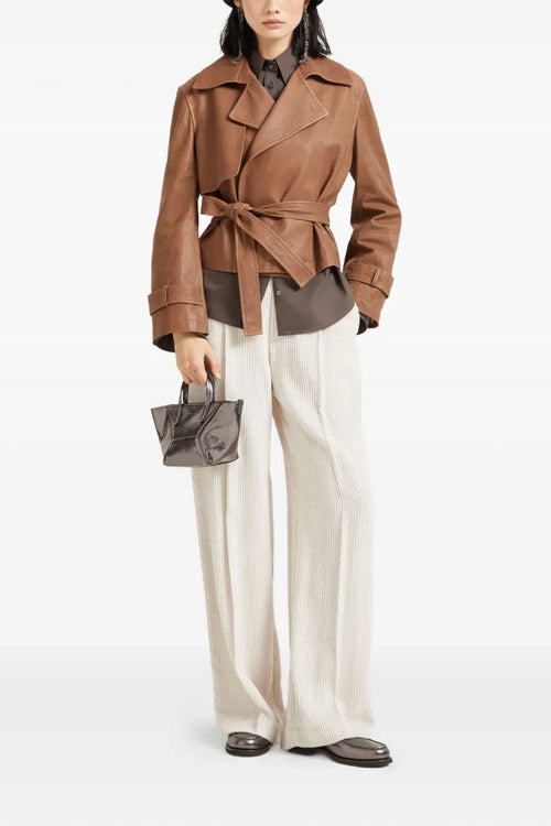 BRUNELLO CUCINELLI 'Crop' trench coat For Women 100% lamb leather (Ovis Aries)