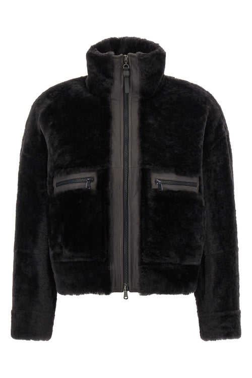 BRUNELLO CUCINELLI 'Shiny Zipper Pull' shearling jacket For Women 100% lamb leather (Ovis Aries)