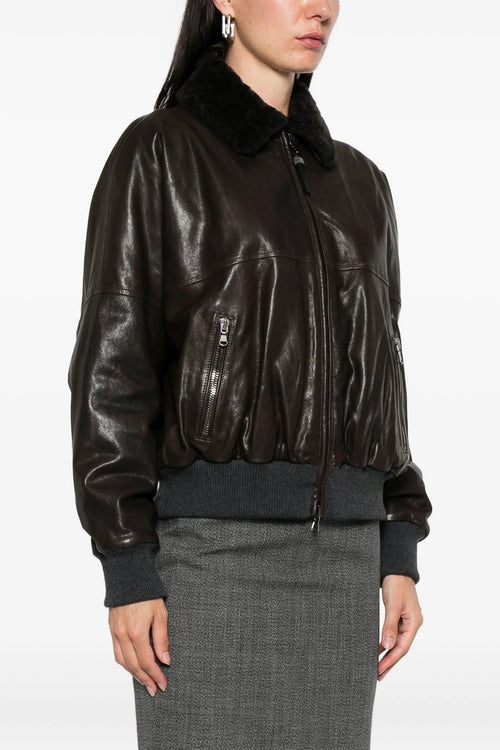 BRUNELLO CUCINELLI 'Aviator' bomber jacket For Women 100% lamb leather (Ovis Aries)