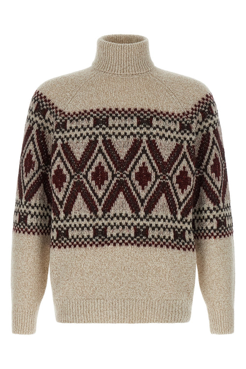 BRUNELLO CUCINELLI 'Geometric Jacquard' sweater For Men 70% wo, 22% se, 8% ws