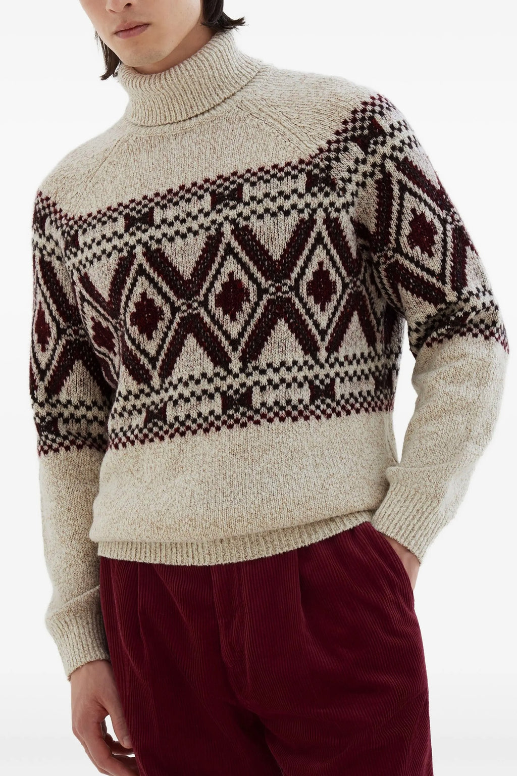 BRUNELLO CUCINELLI 'Geometric Jacquard' sweater For Men 70% wo, 22% se, 8% ws