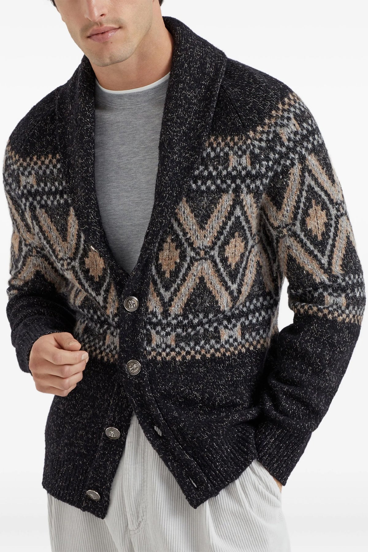 BRUNELLO CUCINELLI Geometric Jacquard Cardigan
