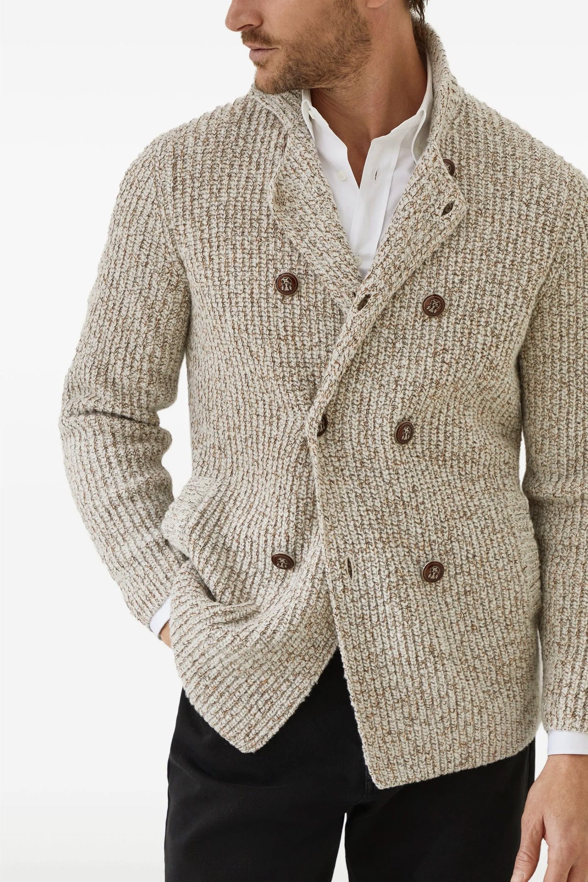 BRUNELLO CUCINELLI Cardigan Mouliné For Men 70% wv, 22% se, 8% ws