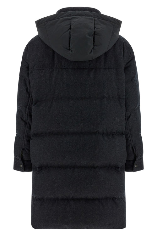 BRUNELLO CUCINELLI 'Shiny Zipper Pull' long down jacket For Women 100% virgin wool