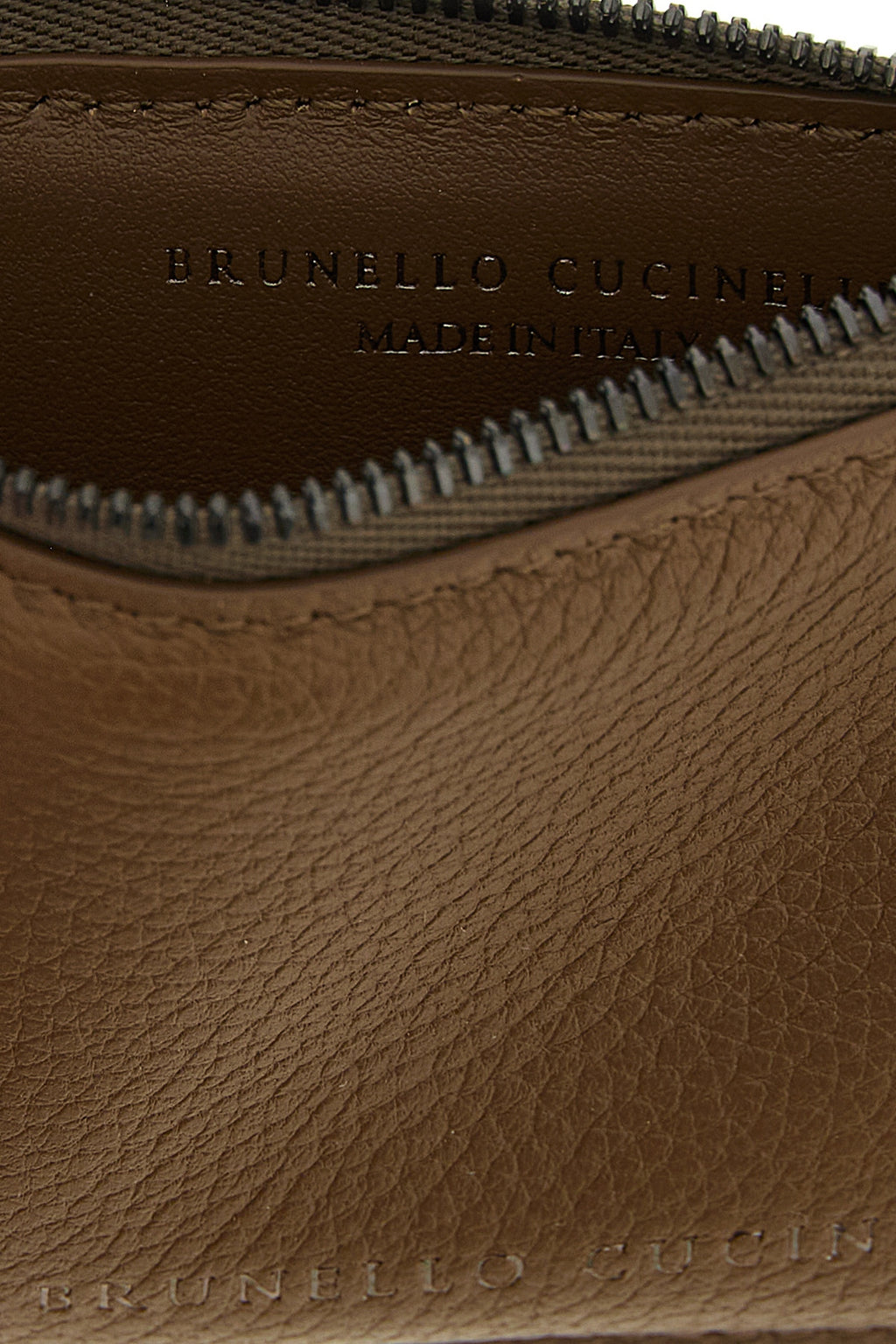 BRUNELLO CUCINELLI 'Shiny Zipper Pull' card holder For Women 100% lamb leather (Ovis Aries)