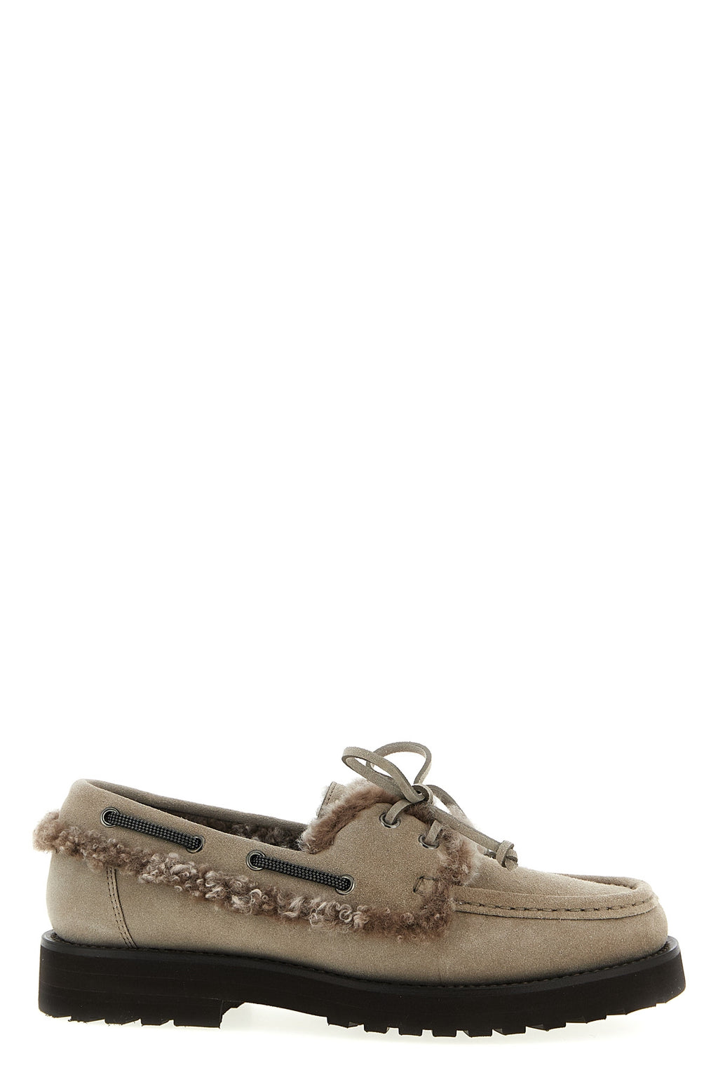 BRUNELLO CUCINELLI 'Precious Insert' boat shoe For Women 100% calfskin leather (Bos Taurus)