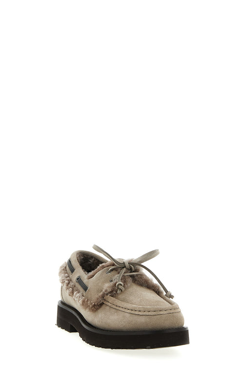 BRUNELLO CUCINELLI 'Precious Insert' boat shoe For Women 100% calfskin leather (Bos Taurus)