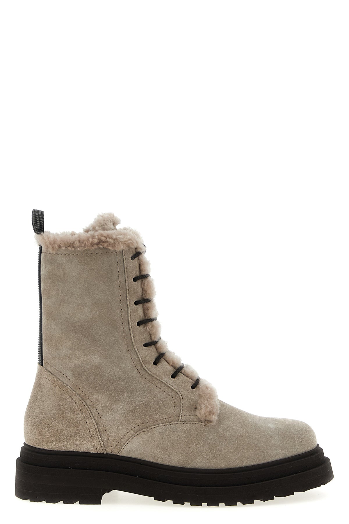 BRUNELLO CUCINELLI Suede combat boots Monile For Women 100% calfskin leather (Bos Taurus)