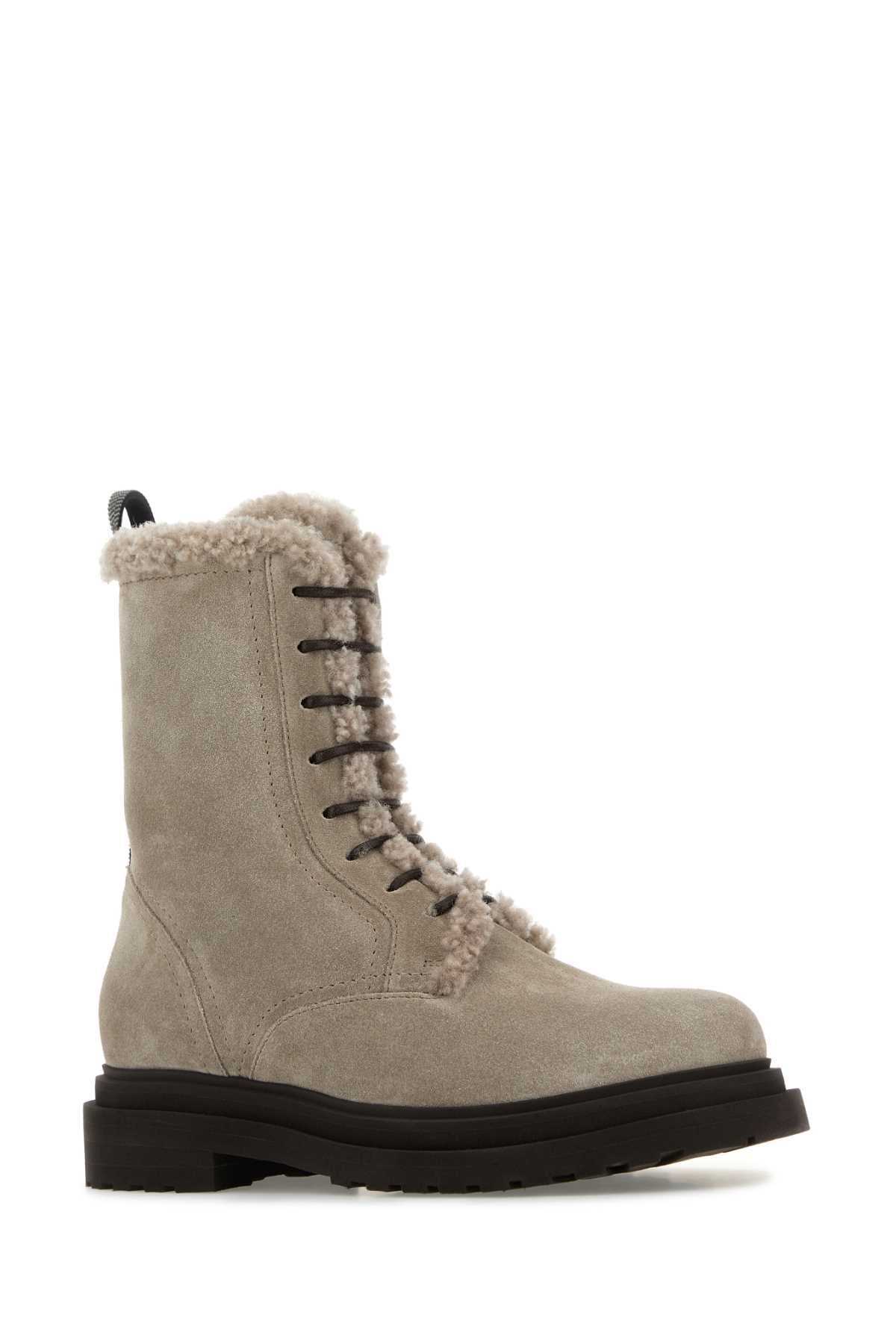 BRUNELLO CUCINELLI PAIR OF ANKLE BOOTS For Women Exterior: 100% Suede Interior: 100% Shearling Sole: Rubber