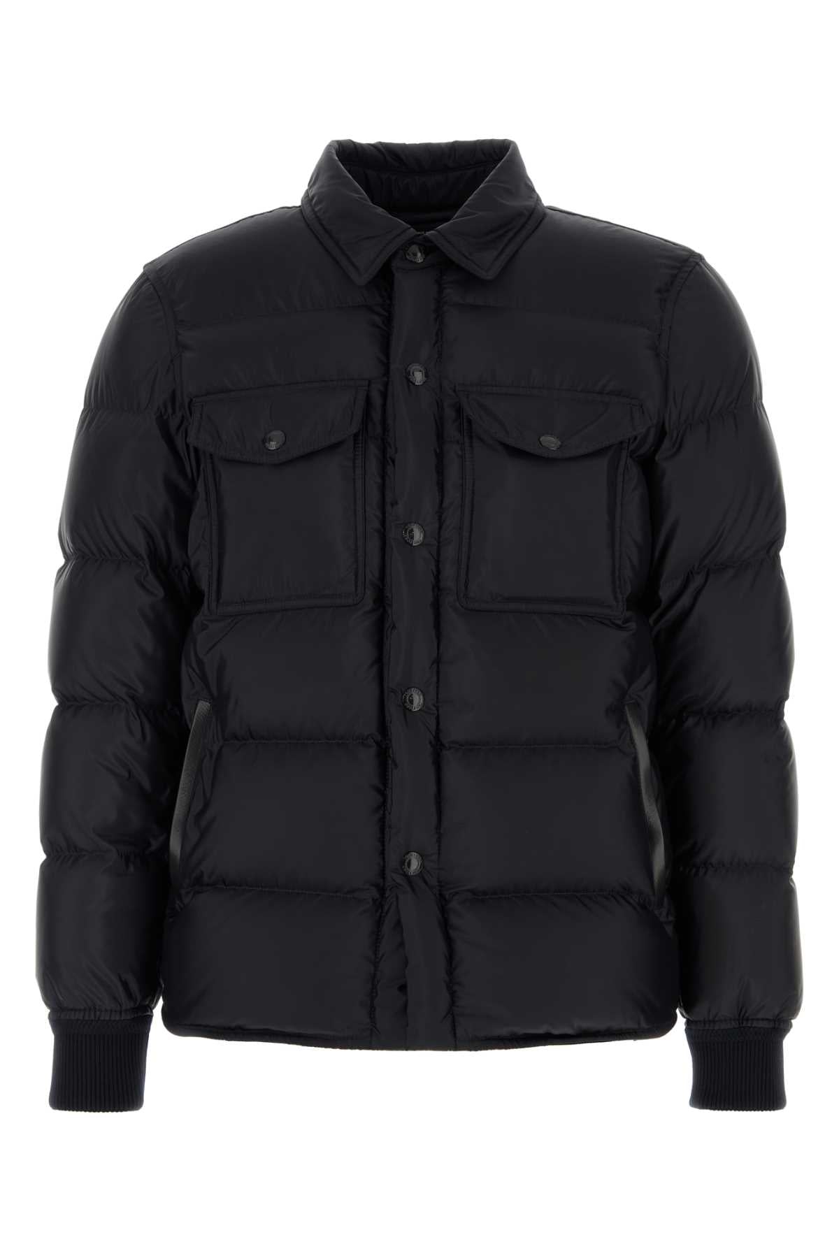 TOM FORD MICROFIBRE TECHNO SATIN DOWN OUTERSHIRT For Men Fabric: 100%Polyester / Lining: 100%Polyamide / Secondary lining: 100%Cotton / Leather: 100%Calf Leather / Knit Details: 90%Cotton - 8%Polyamide - 2%Elastane / Padding: 90%GOOSE DOWN - 10%GOOSE FEATHERS